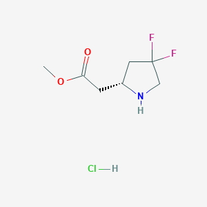 molecular formula C7H12ClF2NO2 B2552500 Methyl 2-[(2R)-4,4-difluoropyrrolidin-2-yl]acetate;hydrochloride CAS No. 2580092-71-1