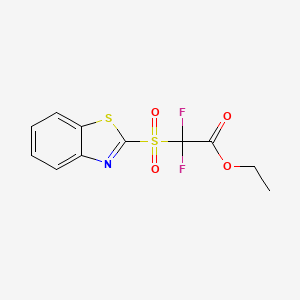 molecular formula C11H9F2NO4S2 B2552529 Ethyl 2-(1,3-benzothiazol-2-ylsulfonyl)-2,2-difluoroacetate CAS No. 477889-77-3