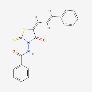 molecular formula C19H14N2O2S2 B2552563 N-((E)-4-oxo-5-((E)-3-phenylallylidene)-2-thioxothiazolidin-3-yl)benzamide CAS No. 304861-32-3