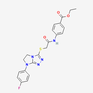 molecular formula C21H20FN5O3S B2552678 ethyl 4-(2-{[7-(4-fluorophenyl)-5H,6H,7H-imidazo[2,1-c][1,2,4]triazol-3-yl]sulfanyl}acetamido)benzoate CAS No. 923257-85-6