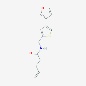 molecular formula C14H15NO2S B2552681 N-[[4-(Furan-3-yl)thiophen-2-yl]methyl]pent-4-enamide CAS No. 2379996-49-1