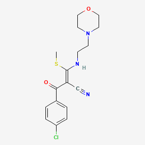 molecular formula C17H20ClN3O2S B2552709 (2Z)-2-[(Z)-4-chlorobenzoyl]-3-(methylsulfanyl)-3-{[2-(morpholin-4-yl)ethyl]amino}prop-2-enenitrile CAS No. 866009-18-9