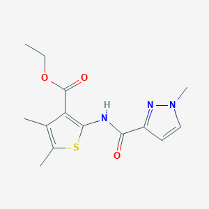 molecular formula C14H17N3O3S B2552714 ethyl 4,5-dimethyl-2-(1-methyl-1H-pyrazole-3-amido)thiophene-3-carboxylate CAS No. 1020489-38-6
