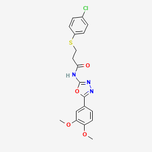 3-((4-chlorophenyl)thio)-N-(5-(3,4-dimethoxyphenyl)-1,3,4-oxadiazol-2-yl)propanamide