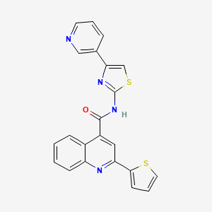 molecular formula C22H14N4OS2 B2552739 N-(4-(pyridin-3-yl)thiazol-2-yl)-2-(thiophen-2-yl)quinoline-4-carboxamide CAS No. 477544-95-9