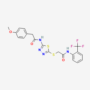 2-(4-methoxyphenyl)-N-(5-((2-oxo-2-((2-(trifluoromethyl)phenyl)amino)ethyl)thio)-1,3,4-thiadiazol-2-yl)acetamide