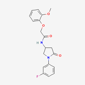 molecular formula C19H19FN2O4 B2552753 N-[1-(3-fluorophenyl)-5-oxopyrrolidin-3-yl]-2-(2-methoxyphenoxy)acetamide CAS No. 905661-43-0