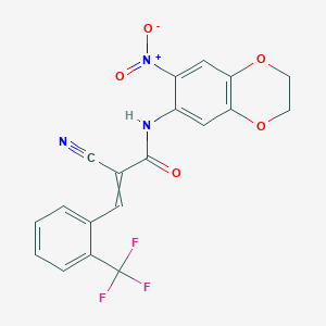 2-cyano-N-(7-nitro-2,3-dihydro-1,4-benzodioxin-6-yl)-3-[2-(trifluoromethyl)phenyl]prop-2-enamide