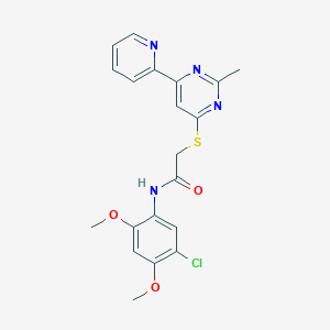 molecular formula C20H19ClN4O3S B2552768 N-(5-chloro-2,4-dimethoxyphenyl)-2-((2-methyl-6-(pyridin-2-yl)pyrimidin-4-yl)thio)acetamide CAS No. 1251620-42-4