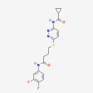 molecular formula C18H18F2N4O2S B2552805 N-(6-((4-((3,4-difluorophenyl)amino)-4-oxobutyl)thio)pyridazin-3-yl)cyclopropanecarboxamide CAS No. 1040648-26-7