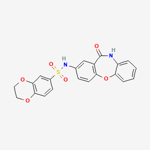 molecular formula C21H16N2O6S B2552812 N-(11-oxo-10,11-dihydrodibenzo[b,f][1,4]oxazepin-2-yl)-2,3-dihydrobenzo[b][1,4]dioxine-6-sulfonamide CAS No. 922137-50-6