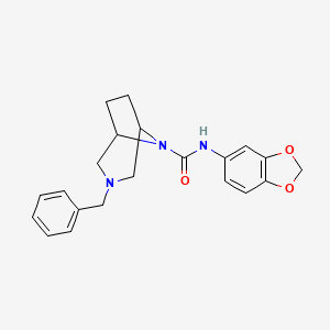 molecular formula C21H23N3O3 B2552829 N-(2H-1,3-Benzodioxol-5-YL)-3-benzyl-3,8-diazabicyclo[3.2.1]octane-8-carboxamide CAS No. 1421480-85-4
