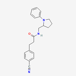 molecular formula C21H23N3O B2552874 3-(4-cyanophenyl)-N-[(1-phenylpyrrolidin-2-yl)methyl]propanamide CAS No. 1797319-69-7
