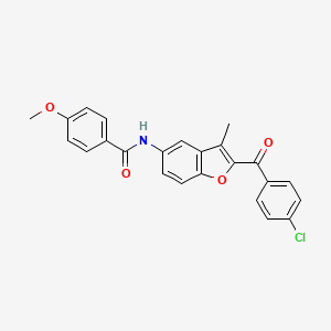 molecular formula C24H18ClNO4 B2552895 N-[2-(4-chlorobenzoyl)-3-methyl-1-benzofuran-5-yl]-4-methoxybenzamide CAS No. 923192-75-0