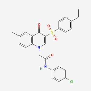 molecular formula C26H23ClN2O4S B2552907 N-(4-chlorophenyl)-2-[3-(4-ethylbenzenesulfonyl)-6-methyl-4-oxo-1,4-dihydroquinolin-1-yl]acetamide CAS No. 895650-02-9