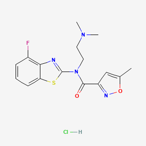 molecular formula C16H18ClFN4O2S B2552919 N-(2-(dimethylamino)ethyl)-N-(4-fluorobenzo[d]thiazol-2-yl)-5-methylisoxazole-3-carboxamide hydrochloride CAS No. 1216736-42-3