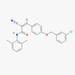 (Z)-3-[4-[(3-chlorophenyl)methoxy]phenyl]-2-cyano-N-(2,6-dimethylphenyl)prop-2-enamide