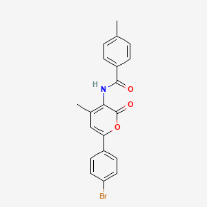 molecular formula C20H16BrNO3 B2552940 N-[6-(4-bromophenyl)-4-methyl-2-oxopyran-3-yl]-4-methylbenzamide CAS No. 400087-24-3