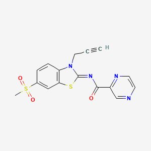(E)-N-(6-(methylsulfonyl)-3-(prop-2-yn-1-yl)benzo[d]thiazol-2(3H)-ylidene)pyrazine-2-carboxamide