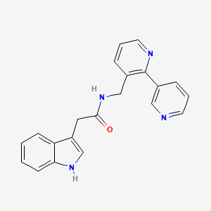 molecular formula C21H18N4O B2552984 N-([2,3'-bipyridin]-3-ylmethyl)-2-(1H-indol-3-yl)acetamide CAS No. 2034563-23-8