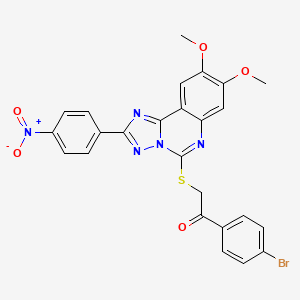 1-(4-Bromophenyl)-2-((8,9-dimethoxy-2-(4-nitrophenyl)-[1,2,4]triazolo[1,5-c]quinazolin-5-yl)thio)ethanone