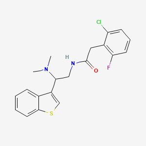 molecular formula C20H20ClFN2OS B2553005 N-[2-(1-benzothiophen-3-yl)-2-(dimethylamino)ethyl]-2-(2-chloro-6-fluorophenyl)acetamide CAS No. 2034300-08-6