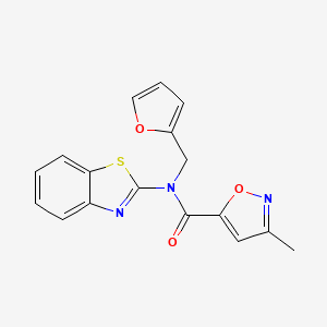 molecular formula C17H13N3O3S B2553009 N-(1,3-benzothiazol-2-yl)-N-[(furan-2-yl)methyl]-3-methyl-1,2-oxazole-5-carboxamide CAS No. 946285-49-0