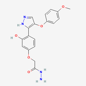 2-(3-hydroxy-4-(4-(4-methoxyphenoxy)-1H-pyrazol-3-yl)phenoxy)acetohydrazide