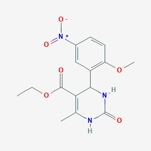 molecular formula C15H17N3O6 B2553020 Ethyl 4-(2-methoxy-5-nitrophenyl)-6-methyl-2-oxo-1,2,3,4-tetrahydropyrimidine-5-carboxylate CAS No. 303066-31-1