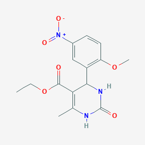 molecular formula C15H17N3O6 B2553020 ethyl 4-(2-methoxy-5-nitrophenyl)-6-methyl-2-oxo-3,4-dihydro-1H-pyrimidine-5-carboxylate CAS No. 303066-31-1