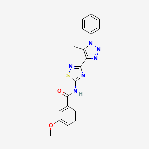3-methoxy-N-(3-(5-methyl-1-phenyl-1H-1,2,3-triazol-4-yl)-1,2,4-thiadiazol-5-yl)benzamide