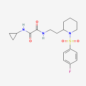 molecular formula C18H24FN3O4S B2553028 N-cyclopropyl-N'-{2-[1-(4-fluorobenzenesulfonyl)piperidin-2-yl]ethyl}ethanediamide CAS No. 898415-28-6