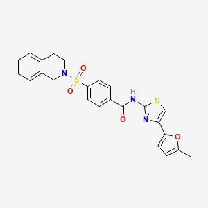molecular formula C24H21N3O4S2 B2553044 4-((3,4-dihydroisoquinolin-2(1H)-yl)sulfonyl)-N-(4-(5-methylfuran-2-yl)thiazol-2-yl)benzamide CAS No. 361171-41-7