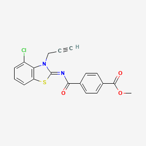 molecular formula C19H13ClN2O3S B2553048 methyl 4-{[(2Z)-4-chloro-3-(prop-2-yn-1-yl)-2,3-dihydro-1,3-benzothiazol-2-ylidene]carbamoyl}benzoate CAS No. 868674-21-9