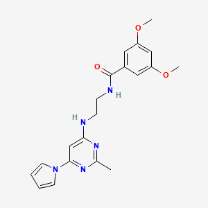 3,5-dimethoxy-N-(2-((2-methyl-6-(1H-pyrrol-1-yl)pyrimidin-4-yl)amino)ethyl)benzamide