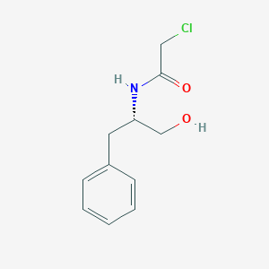 molecular formula C11H14ClNO2 B2553059 Acetamide, 2-chloro-N-[(1S)-1-(hydroxymethyl)-2-phenylethyl]- CAS No. 94193-78-9