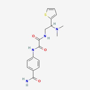 molecular formula C17H20N4O3S B2553069 N'-(4-carbamoylphenyl)-N-[2-(dimethylamino)-2-(thiophen-2-yl)ethyl]ethanediamide CAS No. 942012-07-9