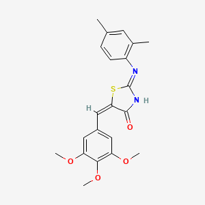 (2E,5E)-2-((2,4-dimethylphenyl)imino)-5-(3,4,5-trimethoxybenzylidene)thiazolidin-4-one