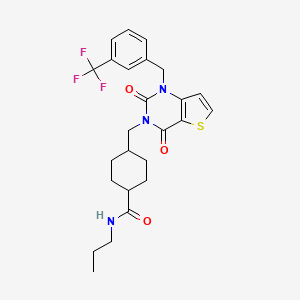 4-{[2,4-dioxo-1-[3-(trifluoromethyl)benzyl]-1,4-dihydrothieno[3,2-d]pyrimidin-3(2H)-yl]methyl}-N-propylcyclohexanecarboxamide