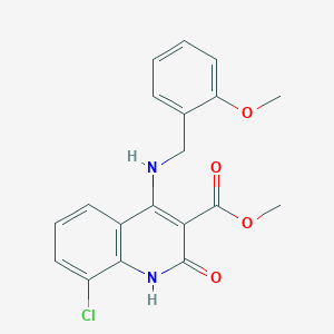 molecular formula C19H17ClN2O4 B2553083 Methyl 8-chloro-4-((2-methoxybenzyl)amino)-2-oxo-1,2-dihydroquinoline-3-carboxylate CAS No. 1251584-31-2