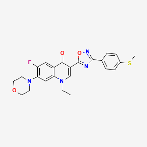 molecular formula C24H23FN4O3S B2553105 1-ethyl-6-fluoro-3-{3-[4-(methylsulfanyl)phenyl]-1,2,4-oxadiazol-5-yl}-7-(morpholin-4-yl)-1,4-dihydroquinolin-4-one CAS No. 1114650-77-9