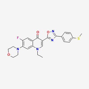 molecular formula C24H23FN4O3S B2553105 1-ethyl-6-fluoro-3-(3-(4-(methylthio)phenyl)-1,2,4-oxadiazol-5-yl)-7-morpholinoquinolin-4(1H)-one CAS No. 1114650-77-9