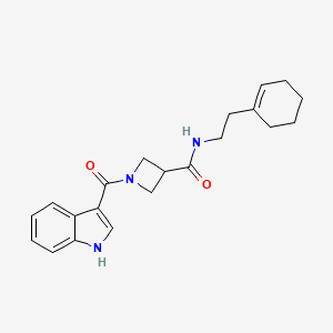 molecular formula C21H25N3O2 B2553107 N-(2-(cyclohex-1-en-1-yl)ethyl)-1-(1H-indole-3-carbonyl)azetidine-3-carboxamide CAS No. 1396812-05-7