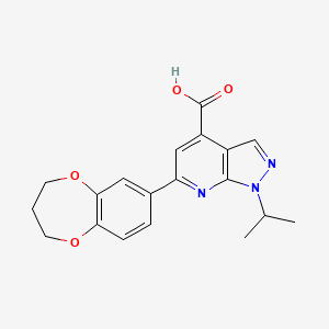 molecular formula C19H19N3O4 B2553109 6-(3,4-dihydro-2H-1,5-benzodioxepin-7-yl)-1-(propan-2-yl)-1H-pyrazolo[3,4-b]pyridine-4-carboxylic acid CAS No. 890647-78-6