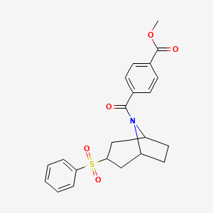 molecular formula C22H23NO5S B2553114 methyl 4-((1R,5S)-3-(phenylsulfonyl)-8-azabicyclo[3.2.1]octane-8-carbonyl)benzoate CAS No. 1448045-53-1