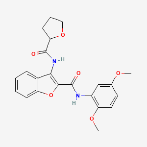 molecular formula C22H22N2O6 B2553115 N-(2,5-dimethoxyphenyl)-3-(tetrahydrofuran-2-carboxamido)benzofuran-2-carboxamide CAS No. 872609-29-5