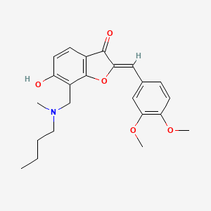molecular formula C23H27NO5 B2553122 (2Z)-7-{[butyl(methyl)amino]methyl}-2-(3,4-dimethoxybenzylidene)-6-hydroxy-1-benzofuran-3(2H)-one CAS No. 859133-43-0