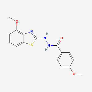 molecular formula C16H15N3O3S B2553124 4-methoxy-N'-(4-methoxy-1,3-benzothiazol-2-yl)benzohydrazide CAS No. 851978-23-9