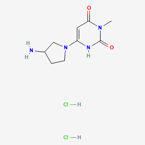 molecular formula C9H16Cl2N4O2 B2553126 6-(3-Aminopyrrolidin-1-yl)-3-methylpyrimidine-2,4(1H,3H)-dione dihydrochloride CAS No. 2137757-59-4