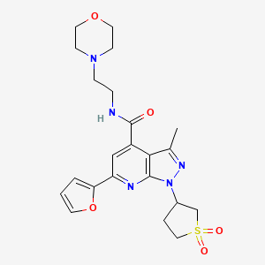 molecular formula C22H27N5O5S B2553130 1-(1,1-dioxidotetrahydrothiophen-3-yl)-6-(furan-2-yl)-3-methyl-N-(2-morpholinoethyl)-1H-pyrazolo[3,4-b]pyridine-4-carboxamide CAS No. 1021250-98-5